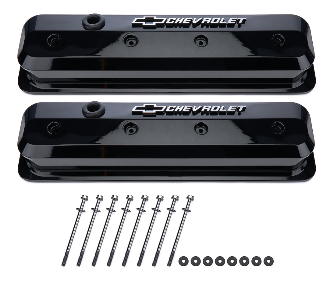 SBC Valve Covers Slant Edge Liquid Black