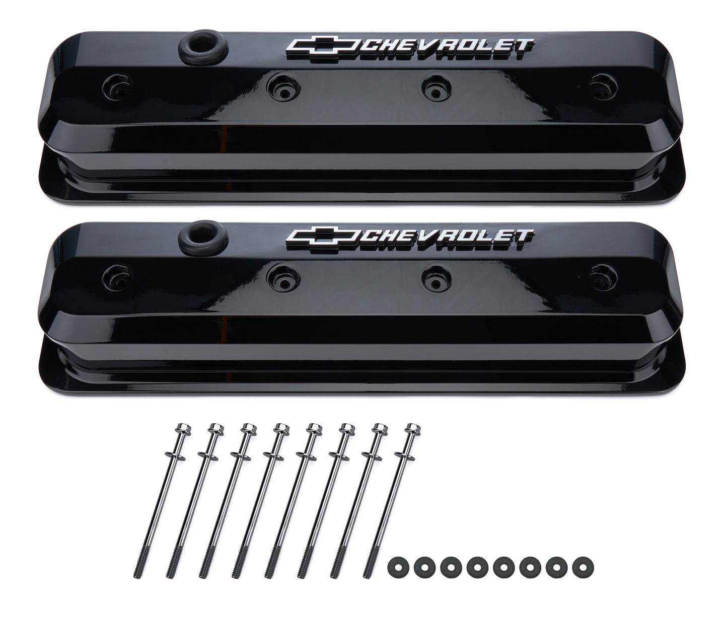 SBC Valve Covers Slant Edge Liquid Black