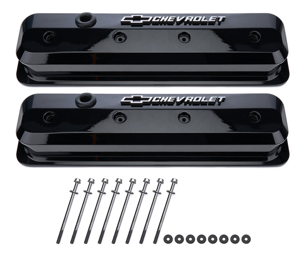SBC Valve Covers Slant Edge Liquid Black